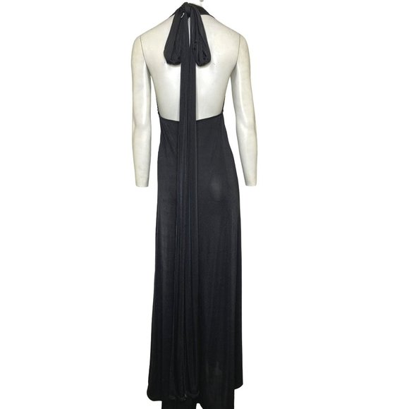 Cefian V-Neck Halter Open Back Maxi Gown Black Size Medium NWT - Picture 2 of 2